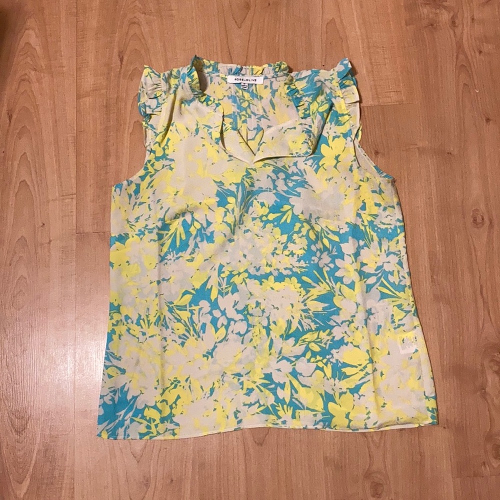Rose & olive blouse tank